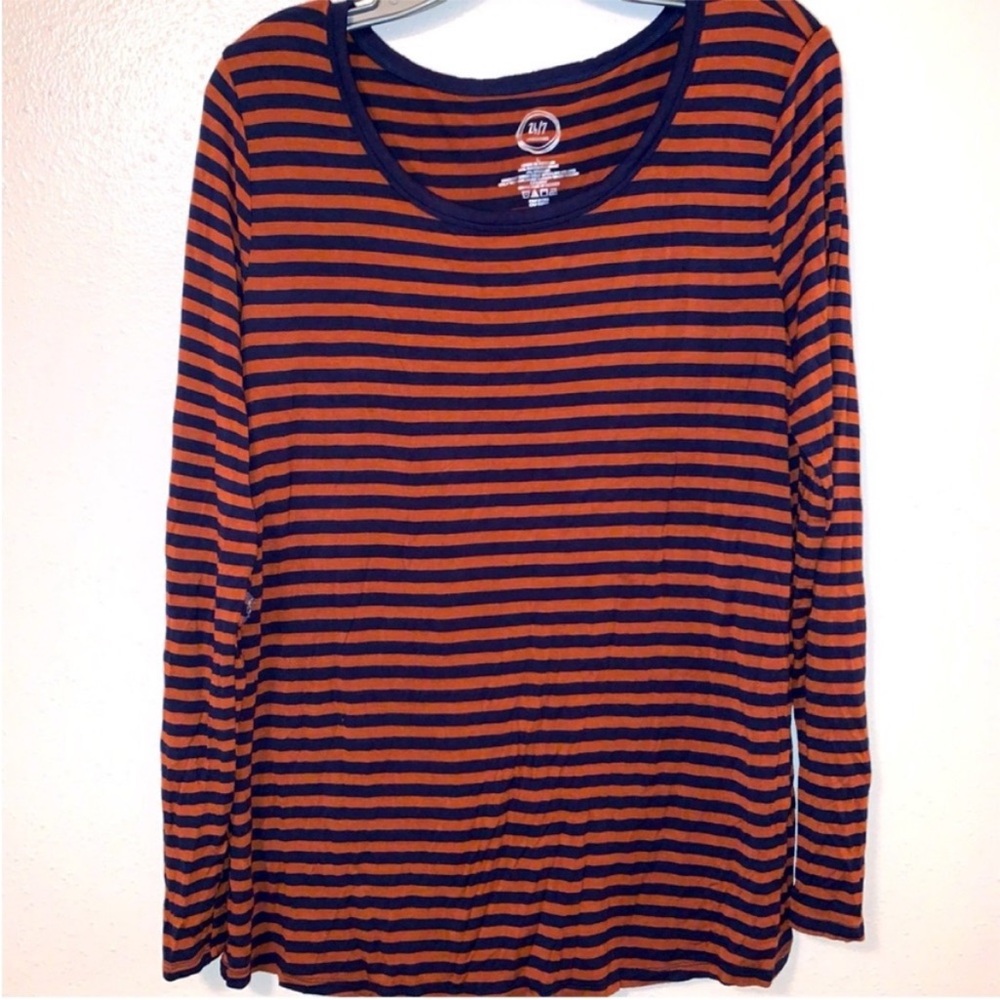 Maurice's Large 24/7 Orange and Blue Striped Tunic Rayon Spandex Blend